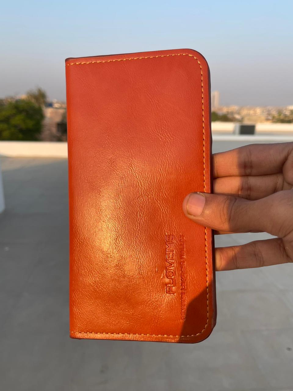 Men’s Long Pure Leather Magnetic Wallet